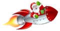 Santa Rocket Sleigh Christmas Cartoon Royalty Free Stock Photo