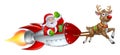 Santa Rocket Sleigh Christmas Cartoon Royalty Free Stock Photo