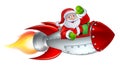 Santa Rocket Sleigh Christmas Cartoon Royalty Free Stock Photo