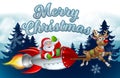 Santa Rocket Sleigh Merry Christmas Background Royalty Free Stock Photo