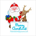 Santa and Rudolf congratulate Marry Christmas