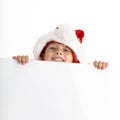 Santa's elve holding white board Royalty Free Stock Photo