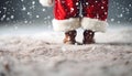 Santa\'s foots standing in the snow