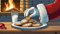 Santa\'s hand taking a cookie from a plate Royalty Free Stock Photo