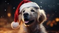 Santa\'s Little Helper Dog in a Santa Hat