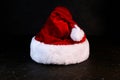 Christmas minimal concept with Santa`s red hat .