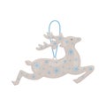 Santa s reindeer. A bright Christmas tree toy in the form of a Santa Claus reindeer. A silver-colored Christmas toy Royalty Free Stock Photo