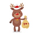 Santa s Reindeer Rudolph. Vector illustrations of Reindeer Rudolf Isolated on White Background Royalty Free Stock Photo