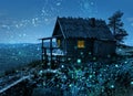 Santa`s secret cottage with magic lights