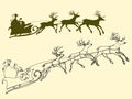 Santa`s sleigh of deers