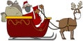 Santa`s sleigh pulled by one reindeer wearing a face mask Royalty Free Stock Photo