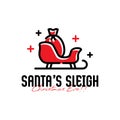 Santa`s Sleigh and a Sack Logo Design Template Royalty Free Stock Photo