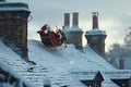 Santa's Snowy Night Flight: Christmas Eve Rooftops Royalty Free Stock Photo