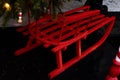 Santa`s wooden red sled