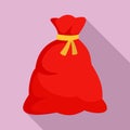 Santa sack icon, flat style