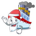 Santa ship contener a in shape cartoon