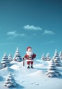 Santa with singboard on Christmas holidays. Road sign on winter track with Santa Claus. Generated AI. Royalty Free Stock Photo