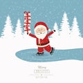 Santa skate on ice balance gifts winter background Royalty Free Stock Photo