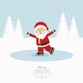 Santa skate on ice snowy winter background