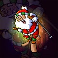 The santa is skiing with joyful esport mascot design Royalty Free Stock Photo