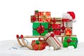 Santa sledge loaded with gift wrapped presents