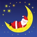 Santa sleeping on the moon Royalty Free Stock Photo