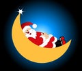 Santa sleeping on the moon Royalty Free Stock Photo