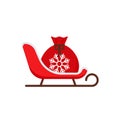 Santa sleigh. Christmas icon. Vector illustration in flat design Royalty Free Stock Photo