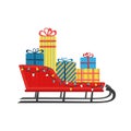 Santa sleigh with Christmas presents vector icon Royalty Free Stock Photo