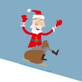 Santa on sleigh with gift bag Royalty Free Stock Photo