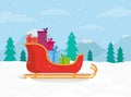 Santa sleigh, gifts icon. Christmas card, with Christmas Gifts Royalty Free Stock Photo