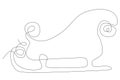 Santa sleigh one line art. Continuous line drawing of New year holidays, Christmas, traditional, decor, winter carriage, sledge,