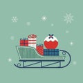 Santa sleigh with presents flat color vector icon Royalty Free Stock Photo