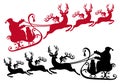Santa with sleigh and reindeer, Royalty Free Stock Photo