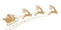 Santa sleigh reindeer gold silhouette Royalty Free Stock Photo