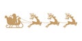 Santa sleigh reindeer gold silhouette Royalty Free Stock Photo