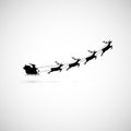 Santa on a sleigh with reindeers fly up. vector illustration Royalty Free Stock Photo