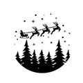 Santa on sleigh on white background. merry christmas sign. christmas deer symbol. flat style