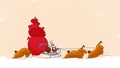 Santa snail on sledge with snaily deers moving sledge with gifts