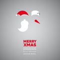 Santa and Snowman face simple flat abstract symbol, Christmas ca