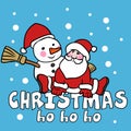 Santa and snowman Merry Christmas cartoon