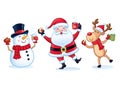 Santa, Snowman, and Reindeer With Cookies and Cocoa Royalty Free Stock Photo