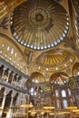 Santa Sofia mosque indoor. Historic landmark place in Istanbul. Byzantium Royalty Free Stock Photo