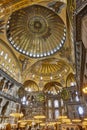 Santa Sofia mosque indoor. Historic landmark place in Istanbul. Byzantium Royalty Free Stock Photo