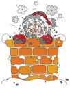 Santa in a sooty chimney