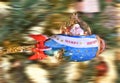 Santa in space ship rocket is in a hurry