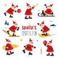 Santa sport and fun cute vector icon collection