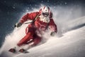 ski snow christmas holiday winter mountain sport santa skier snowboarder. Generative AI.
