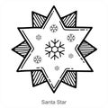 Santa Star and and decoration icon concept