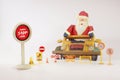 Santa stop here,Santa Claus on his classic vehicles and retro Gasoline pump.